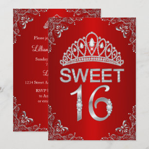 Invitación Sweet 16 Tiara de Diamante con Brillo R