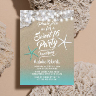 Invitación Sweet 16 Tropical Summer Beach Starfish