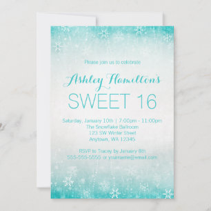 Invitación Sweet 16 Vintage Verde azulado Winter Wonderland