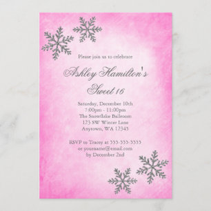 Invitación Sweet 16 Winter Wonderland espuma copos de nieve r
