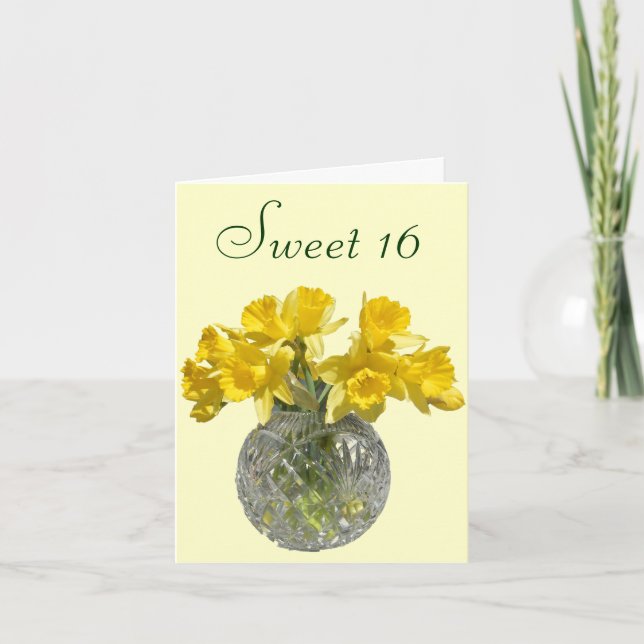 Invitación Sweet 16 Yellow Daffodil Bouquet (Anverso)