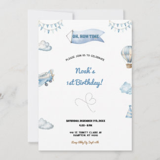 Invitación Sweet and cute airplane birthday party invitation