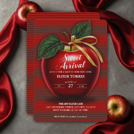Invitación Sweet Arrive Red Apple Baby Shower