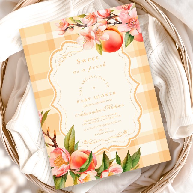 Invitación Sweet As A Peach Baby Shower (Subido por el creador)