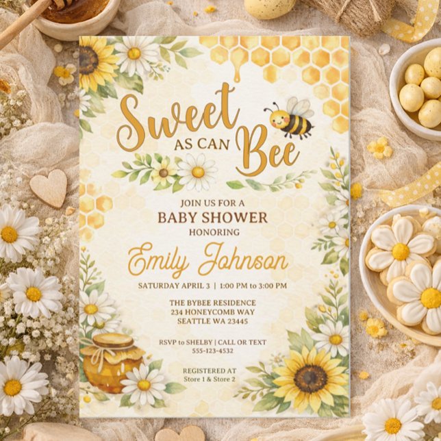 Invitación Sweet as can Bee Baby Shower (Subido por el creador)
