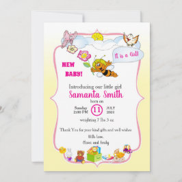 Invitación Sweet as Can Bee Floral Baby Girl Shower Invite