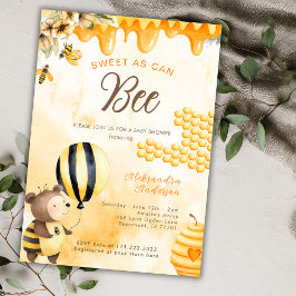 Invitación Sweet As Can Bee Honey Bear Baby Shower Yellow