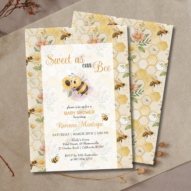 Invitación Sweet as can Bee Honeycomb Bee Custom Baby Shower (Subido por el creador)
