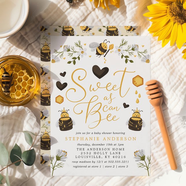 Invitación Sweet As Can Bee Honeycomb Bumblebee Baby Shower (Subido por el creador)