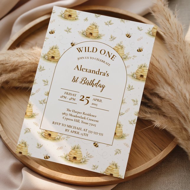 Invitación Sweet As Can Bee Wild One Birthday (Subido por el creador)