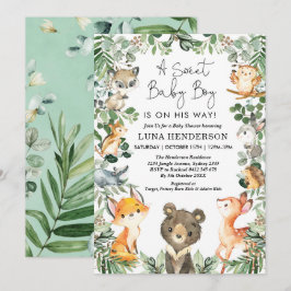 Invitación Sweet Baby Boy Woodland Forest Animals Baby Shower