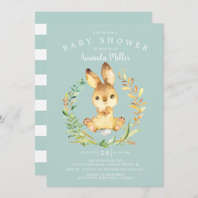 Invitación Sweet Baby Bunny Baby Shower (Anverso / Reverso)
