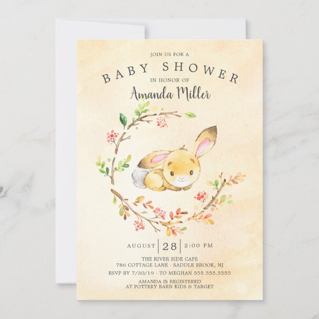 Invitación Sweet Baby Bunny Baby Shower (Anverso)