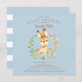 Invitación Sweet Baby Bunny Boys Baby Shower