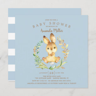 Invitación Sweet Baby Bunny Boys Baby Shower