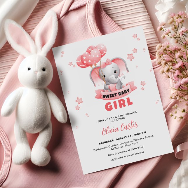 Invitación Sweet Baby Elephant Baby Shower (Subido por el creador)