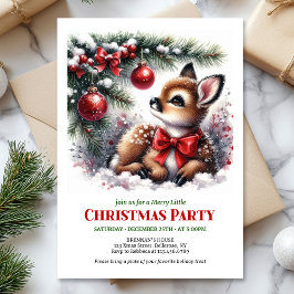 Invitación Sweet baby fawn Christmas kids invitation editable