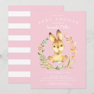 Invitación Sweet Baby Girl Bunny Baby Shower