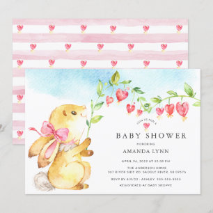 Invitación Sweet Baby Girl Bunny Baby Shower