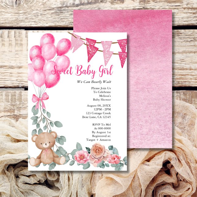 Invitación Sweet Baby Girl Pink Balloon Greeneration Baby Sho (Subido por el creador)
