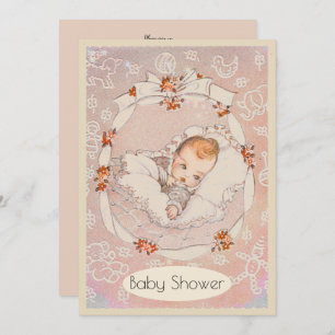 Invitación Sweet Baby Girl Vintage Baby Shower