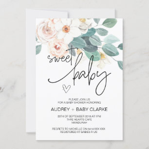 Invitación Sweet Baby Shower Fiesta Cute Rubor Floral