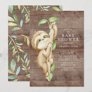 Invitación Sweet Baby Sloth Baby Shower