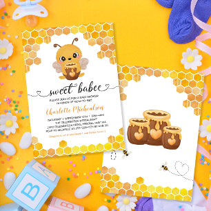 Invitación Sweet Bee Baby Shower Honeycombs Neutral