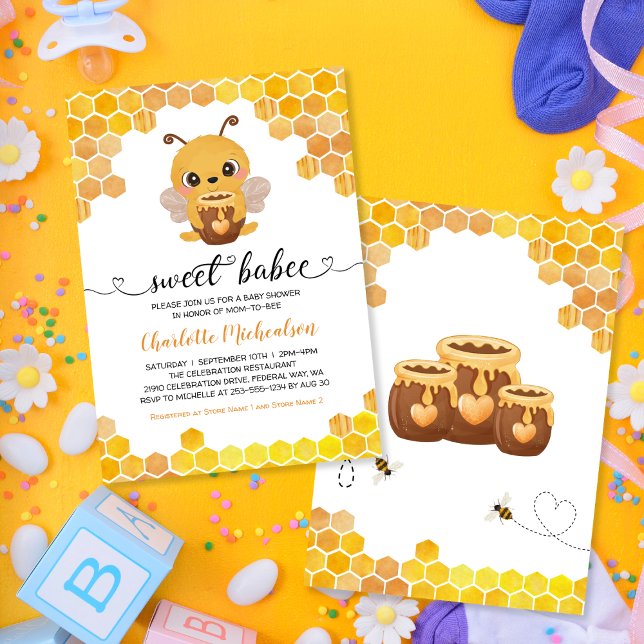 Invitación Sweet Bee Baby Shower Honeycombs Neutral (Sweet Bee Baby Shower Honeycombs Neutral Invitation)