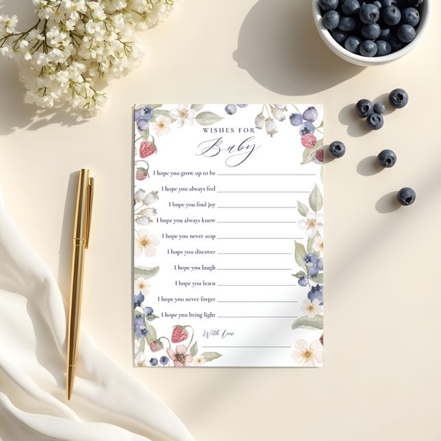 Invitación Sweet Berry Baby Wings for Baby Shower Game Card (Sweet Berry Baby Wishes for Baby Shower Game Card)