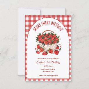 Invitación Sweet Berry Birthday Strawberry Fiesta