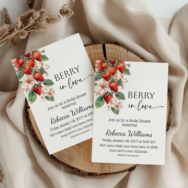 Invitación Sweet Berry in Love Strawberry Bridal Shower (Subido por el creador)
