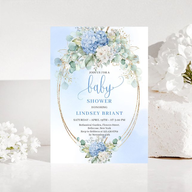 Invitación Sweet Blue Hydrangea Floral Baby Shower Invitation (Sweet Blue Hydrangea Floral Baby Shower Invitation)