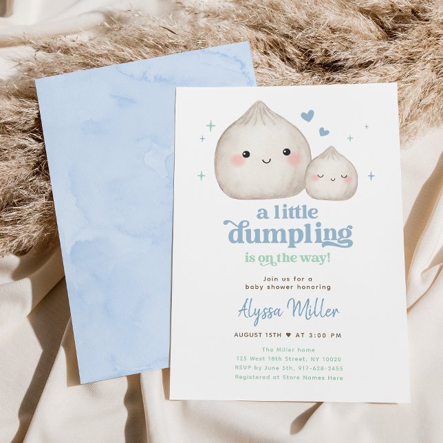 Invitación Sweet Blue Little Dumpling Baby Shower (Subido por el creador)
