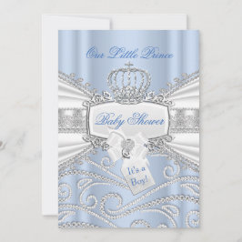 Invitación Sweet blue Little Prince Boy Baby Shower