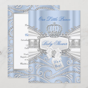 Invitación Sweet blue Little Prince Boy Baby Shower