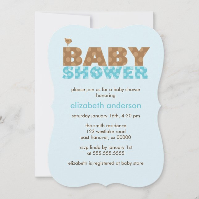 Invitación Sweet Blue Polka Dots Boy Baby Shower (Anverso)