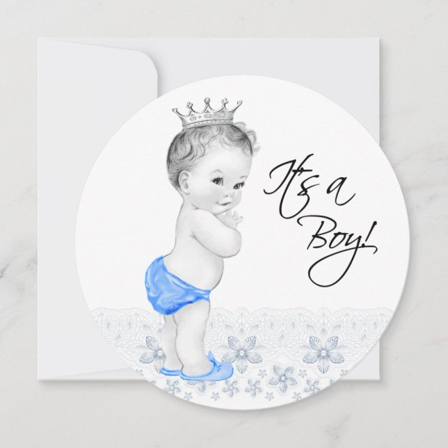 Invitación Sweet Blue Prince Baby Boy Shower (Anverso)
