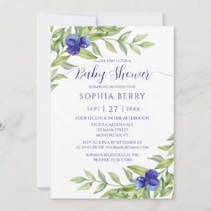 Invitación Sweet Blueberry Elegant Baby Shower
