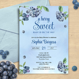 Invitación Sweet Blueberry Watercolor Baby Shower