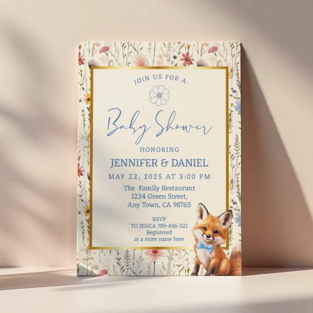 Invitación Sweet Boho Blue Forest Animal Baby Shower (Subido por el creador)