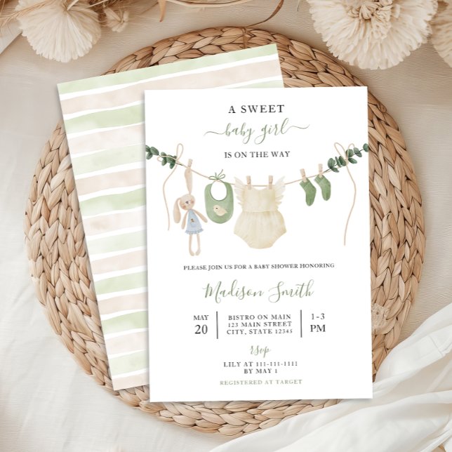 Invitación Sweet Boho Neutral Clothesline Chica Baby Shower (Subido por el creador)