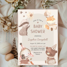 Sweet Boho Watercolor Animal Baby Shower