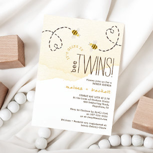 Invitación Sweet Bumble Bee Twins Baby Shower