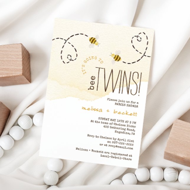 Invitación Sweet Bumble Bee Twins Baby Shower (Subido por el creador)