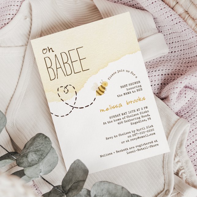 Invitación Sweet Bumblebee "Oh Babee" Baby Shower (Subido por el creador)