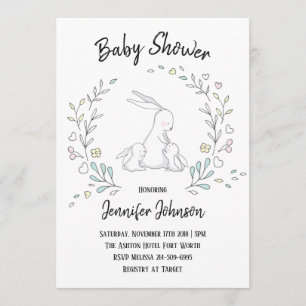 Invitación Sweet Bunny Love Twins Baby Shower