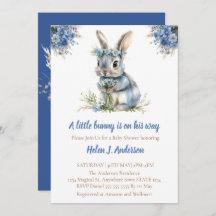 Sweet Bunny Watercolor Flower Baby Shower