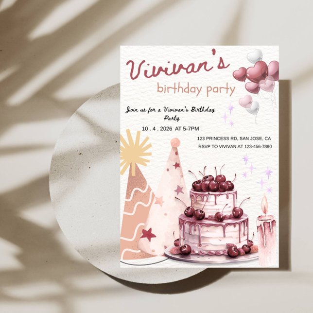 Invitación Sweet Cake Birthday Girl Party (Subido por el creador)