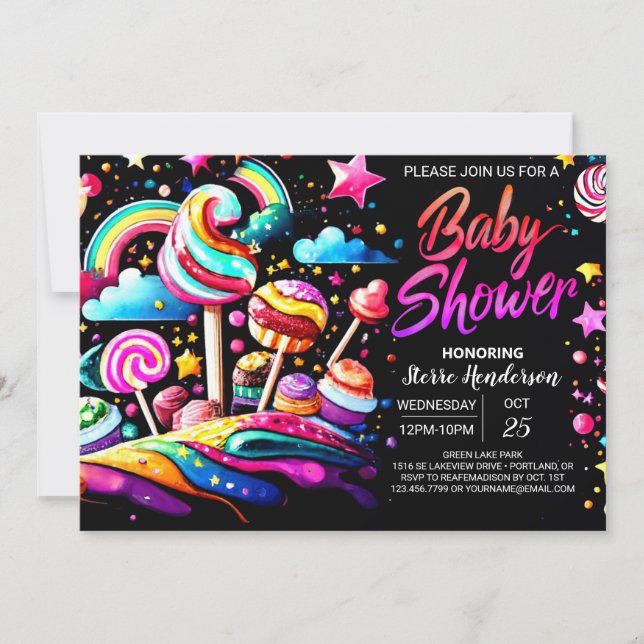 Invitación Sweet Candy Wonderland Baby Shower (Anverso)